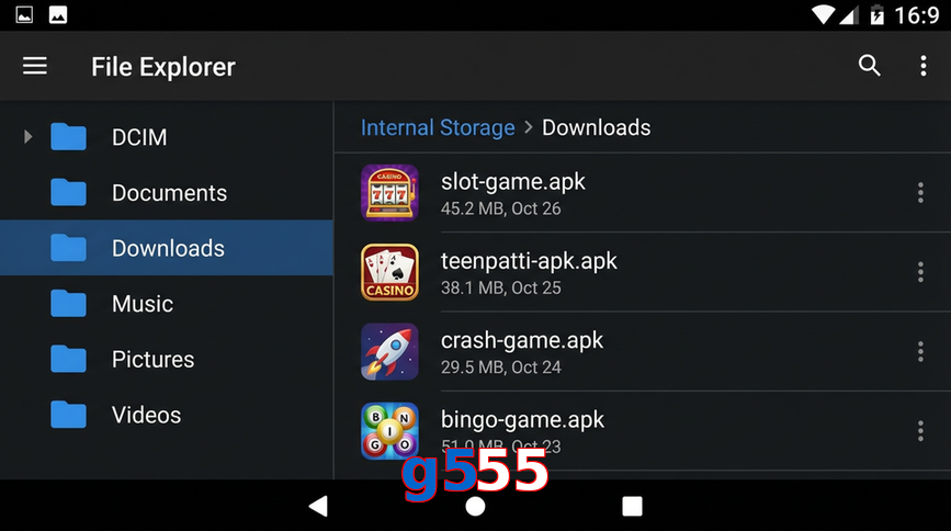 Main screen of G555 gameapk page for PK players